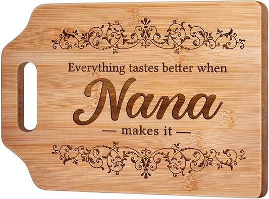 AceThrills Nana Gifts for Nana Mothers Day Gifts for Birthday, Mothers Day - Engraved Bamboo Cutting Board 13.78"L x 9.84"W x 0.4"Th