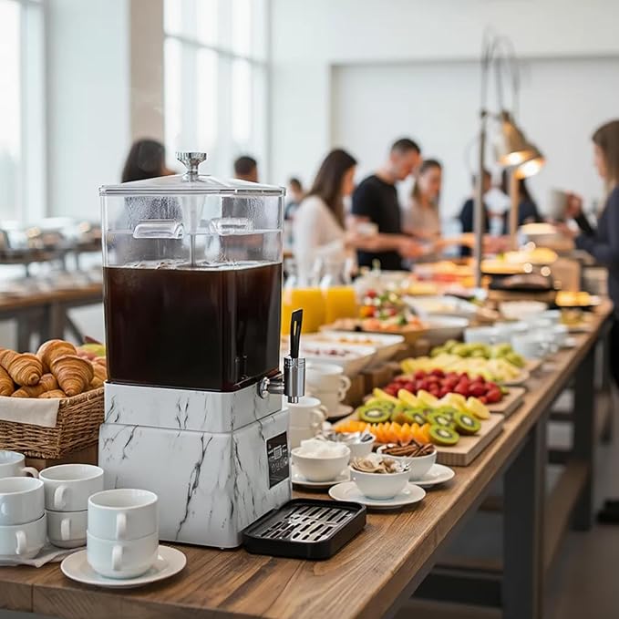 Commercial Coffee Urn Hot Beverage Dispenser Coffee Maker, Food-grade Plastic 10 L 65 Cups, Hot Chocolate Machine, Electric Percolator for Catering Hot Water for Hot Cocoa, Drink, Tea, Juice