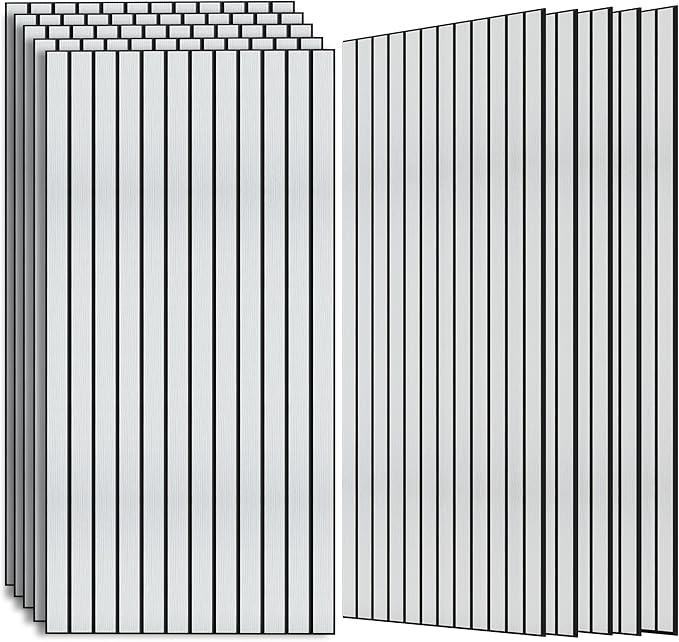 Wood Veneer Sound Panels, 10 Pack 47.2”x23.6” Wall Panels, Decorative Acoustic Panels for Walls, for Office,Home Theater,Studio,Living Room, White Oak(Mitred)