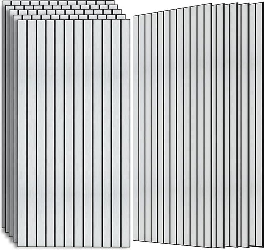 Wood Veneer Sound Panels, 10 Pack 47.2”x23.6” Wall Panels, Decorative Acoustic Panels for Walls, for Office,Home Theater,Studio,Living Room, White Oak(Mitred)