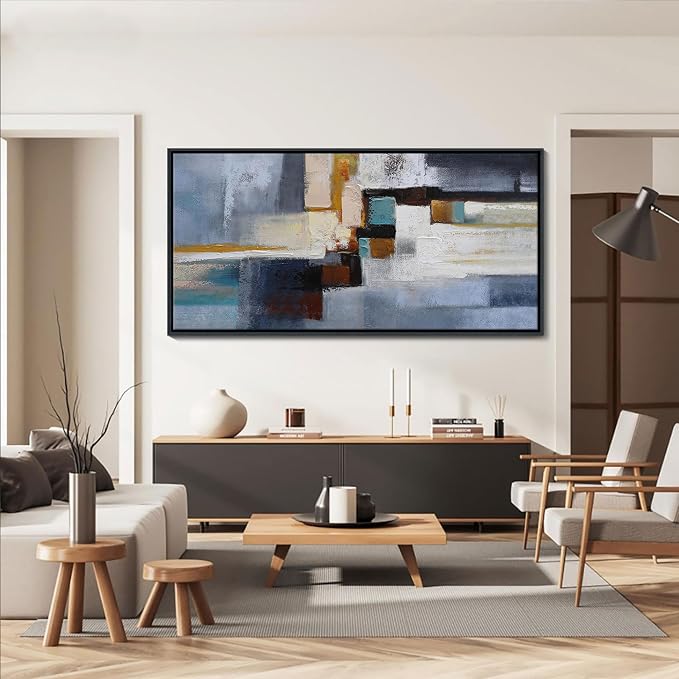 KLAKLA Large Canvas Wall Art - Modern Abstract Picture Artwork for Wall Black Frame Wall Art for Living Room Bedroom Office Painting Art