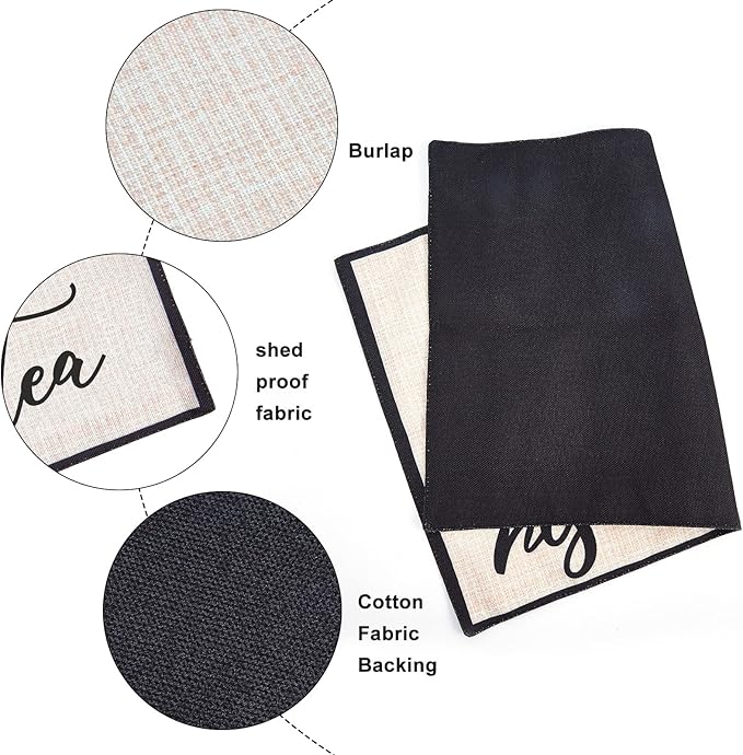 CRASPIRE Coffee Bar Set - 2pcs Burlap Coffee Maker Mats, 20'X 14' Fabric Backed Placemats for Kitchen Countertops