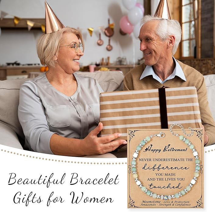 JoycuFF 𝗚𝗶𝗳𝘁𝘀 𝗳𝗼𝗿 𝗪𝗼𝗺𝗲𝗻 𝗠𝗼𝗼𝗻𝘀𝘁𝗼𝗻𝗲 𝗕𝗿𝗮𝗰𝗲𝗹𝗲𝘁 Amazonite Colorful Imperial Jasper Stainless Steel Beads Bracelets, Mothers Day Birthday Christmas Valentines Graduation Gifts