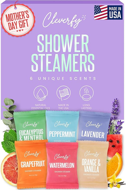 Cleverfy Shower Steamers Aromatherapy - Mother’s Day Gifts for Mom, Wife, Grandma - 30th, 40th, 50th & 60th Birthday Gifts for Women, Her, Best Friend, Daughter, Sister, Teens & Girlfriend - 6 Tablets