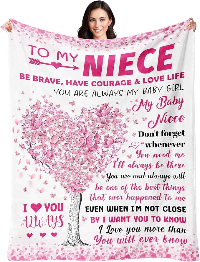 BAOERN Niece Gifts from Auntie - Mothers Day Blanket Gifts for Niece - to My Nieces Gift from Aunt Uncle - Nieces Birthday Present - Gift for Teen Girls & Kids - to My Niece‘s Blanket 50"x60"