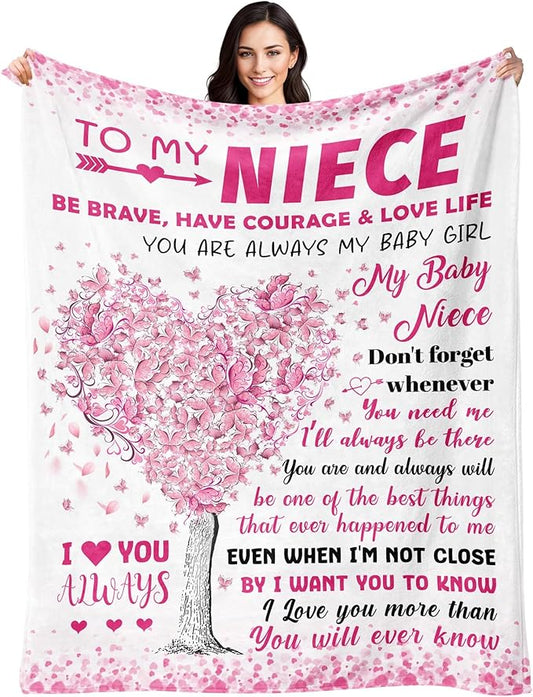 BAOERN Niece Gifts from Auntie - Mothers Day Blanket Gifts for Niece - to My Nieces Gift from Aunt Uncle - Nieces Birthday Present - Gift for Teen Girls & Kids - to My Niece‘s Blanket 50"x60"