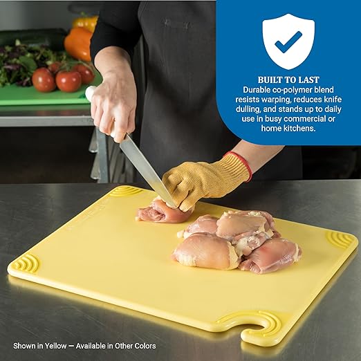 San Jamar Saf-T-Grip Plastic Cutting Board with Safety Hook, 15" x 20" x 0.5", White