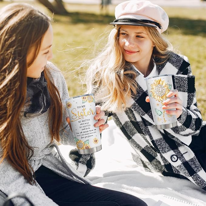 Muilzon Best Big/Little Sister Gifts from Sisters Tumblers 20oz - Cool/Funny Gifts for Sister from Brother Coffee Mug - Christmas Mothers Day Birthday Gift Ideas for Sis Cup