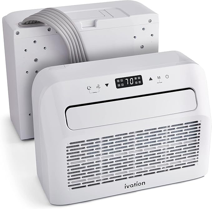 Ivation 6,500 BTU Camper Air Conditioner | Portable Over-the-Window Sill AC, Fan & Dehumidifier for RV, Caravan & Motorhome | Digital Display, Temperature Control, Timer, Sleep Mode, Whisper Quiet