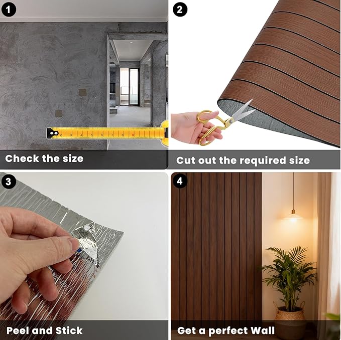 3D Wall Panels Peel and Stick – 15.74"x118" PVC Faux Wood Grain Texture, Self Adhesive Waterproof Wall Covering, DIY Accent Wall, Sofa Background Backsplash & Modern Home Decor, Covers 12.9 sq.ft