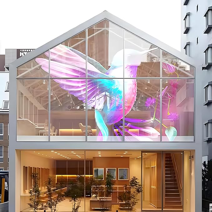 Self-Adhesive LED Flexible Transparent Film Screen for Retail Windows, Storefronts, Glass Doors and Many More for Digital Advertising | Sunlight-Readable Display (P16, Pack of 3 with TB20 Box)