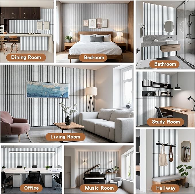 Wood Veneer Sound Panels, 10 Pack 47.2”x23.6” Wall Panels, Decorative Acoustic Panels for Walls, for Office,Home Theater,Studio,Living Room, White Oak(Mitred)