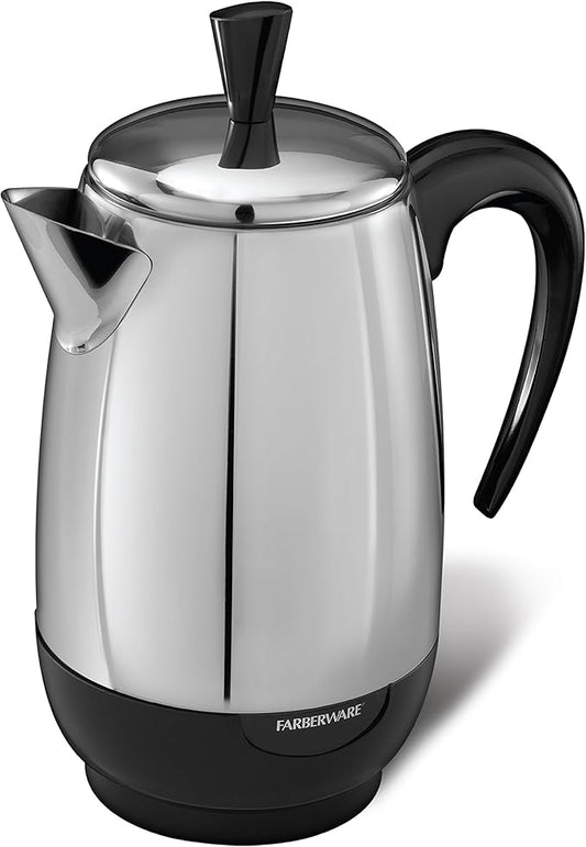 Farberware Electric Coffee Percolator,Stainless Steel Basket,Automatic Keep Warm,No-Drip Spout,8 Cup,(Pack of 6)