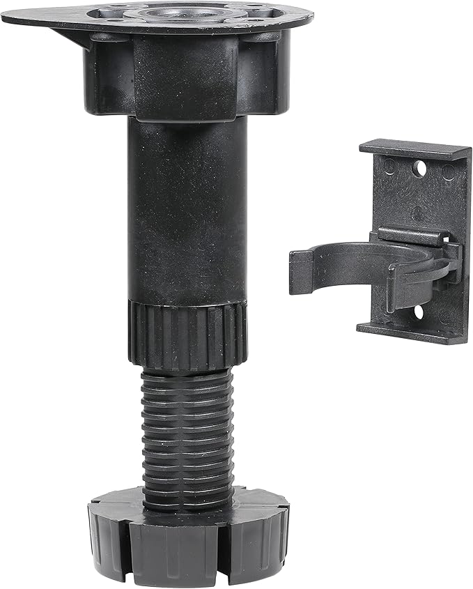 Rok Hardware Adjustable Furniture Legs, Cabinet Leg Levelers, Adjusts from 3-3/4" (95.25mm) to 6" (152.4mm) high - 12 Pack, Black ABS, R3301BLK
