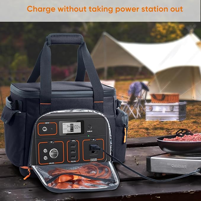 Travel Carrying Case Compatible with Jackery 500, Portable Power Station Storage Case with Water- proof Bottom and Pocket for Jackery Accessories, Storage Bag Only