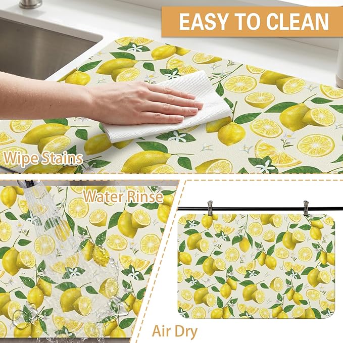 Kitchen Countertop Dish Drying Mat,Super Absorbent Coffee Bar Mat for Maker Espresso Machine, Anti-Slip Accessories for Kitchen Countertops 24x18 Inch