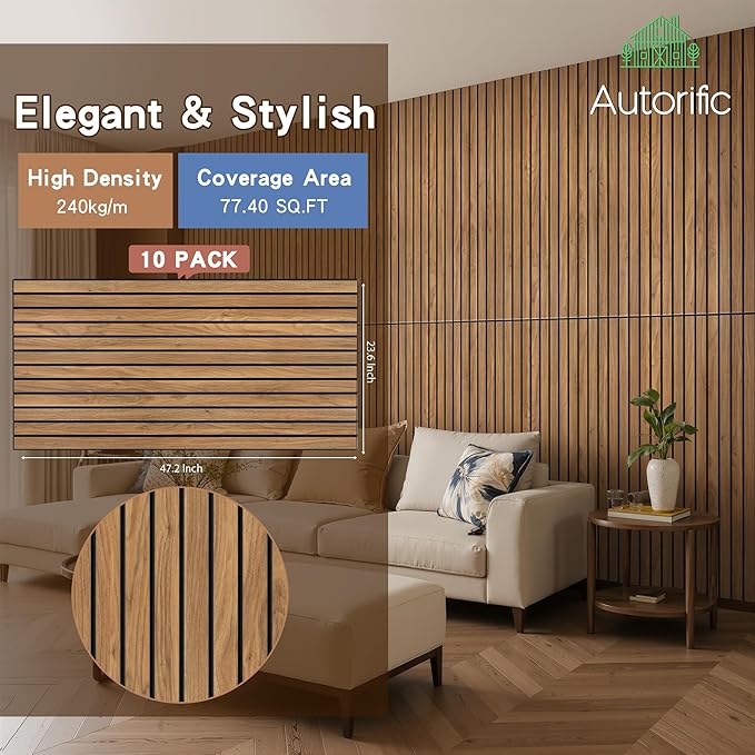 Wood Veneer Acoustic Panels,4 Pack 47.2”x23.6” Sound Panels, Decorative Large Wood Panels for Wall, for Office,Home Theater,Studio,Living Room,Rustic Teak
