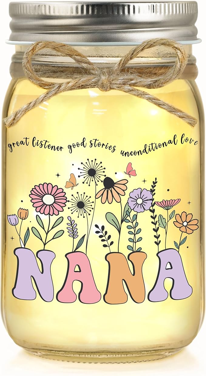 Nana Gifts for Mothers Day Birthday Christmas Valentines Day Gifts for Nana Mason Jar Night Light Home Decor