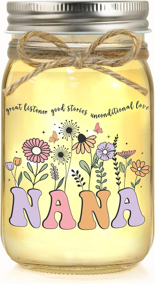 Nana Gifts for Mothers Day Birthday Christmas Valentines Day Gifts for Nana Mason Jar Night Light Home Decor