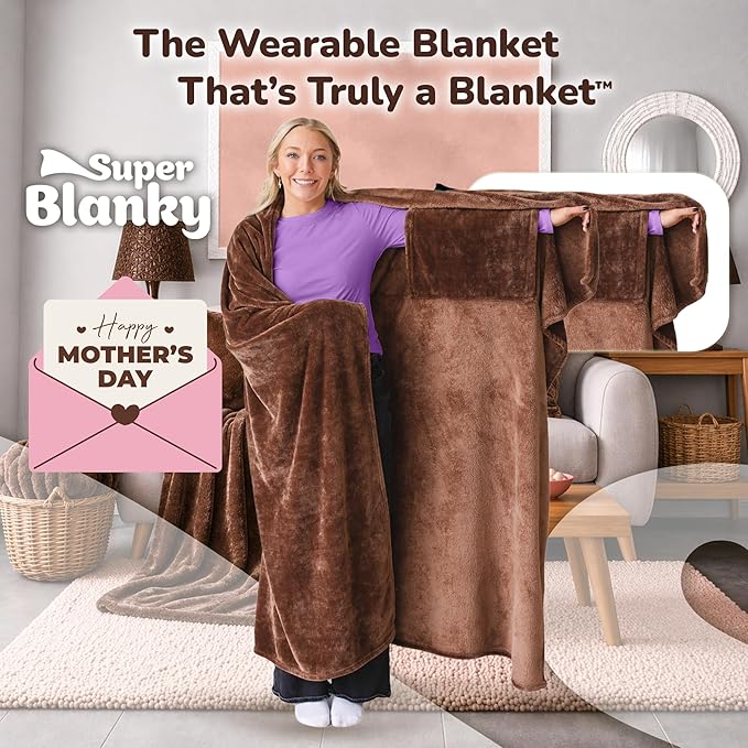Super Blanky Wearable Blankets for Women, Adult Wearable Blanket Men, Mother's Day Gifts for Her, Wife Birthday Gift Ideas