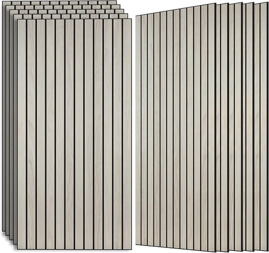 Wood Veneer Sound Panels, 10 Pack 47.2”x23.6” Wall Panels, Decorative Acoustic Panels for Walls, for Office,Home Theater,Studio,Living Room, Natural Oak(Mitred)