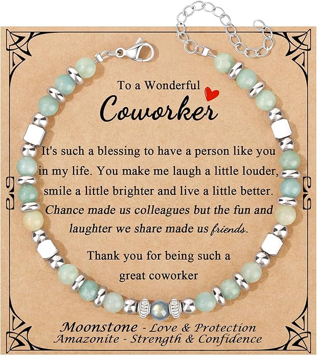 JoycuFF 𝗚𝗶𝗳𝘁𝘀 𝗳𝗼𝗿 𝗪𝗼𝗺𝗲𝗻 𝗠𝗼𝗼𝗻𝘀𝘁𝗼𝗻𝗲 𝗕𝗿𝗮𝗰𝗲𝗹𝗲𝘁 Amazonite Colorful Imperial Jasper Stainless Steel Beads Bracelets, Mothers Day Birthday Christmas Valentines Graduation Gifts