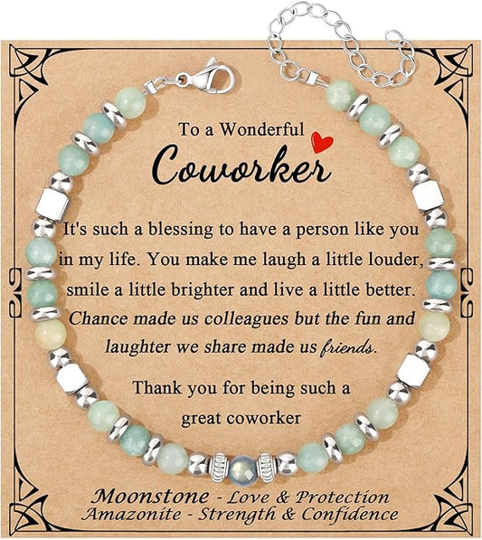 JoycuFF 𝗚𝗶𝗳𝘁𝘀 𝗳𝗼𝗿 𝗪𝗼𝗺𝗲𝗻 𝗠𝗼𝗼𝗻𝘀𝘁𝗼𝗻𝗲 𝗕𝗿𝗮𝗰𝗲𝗹𝗲𝘁 Amazonite Colorful Imperial Jasper Stainless Steel Beads Bracelets, Mothers Day Birthday Christmas Valentines Graduation Gifts