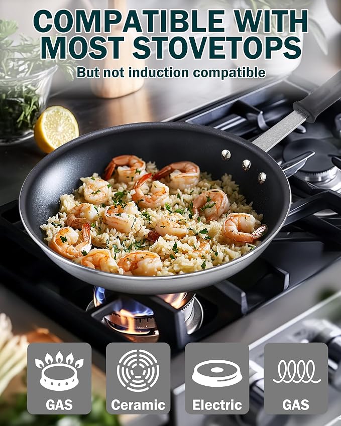 Cooks Standard Professional 12-Inch Nonstick Frying Pan, 30cm Large Non Stick Egg Omelette Pan, Heavy Duty Restaurant Style Everyday Wok Stir Fry Skillet, Dishwasher Safe