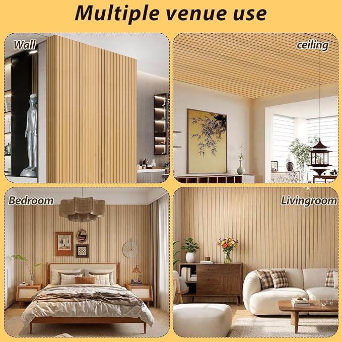 118" x 15.7" Peel and Stick Slat Wall Panel – Self-Adhesive 3D Wood Grain Wall Panels Waterproof PVC Fluted Paneling Wood Wallpaper for Living Room Ceiling Decor