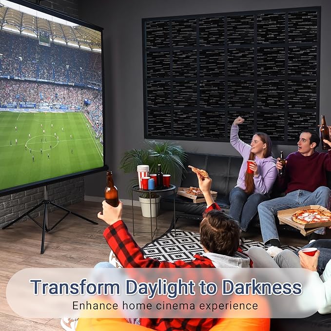 Haton Blackout Window Film, Black Out Window Cover, Sun Light Blocking Frosted Privacy for Glass Door, Heat Control Room Darkening Tint for Home Day Sleep, Non-Adhesive, Black 23.6" x 78.7"