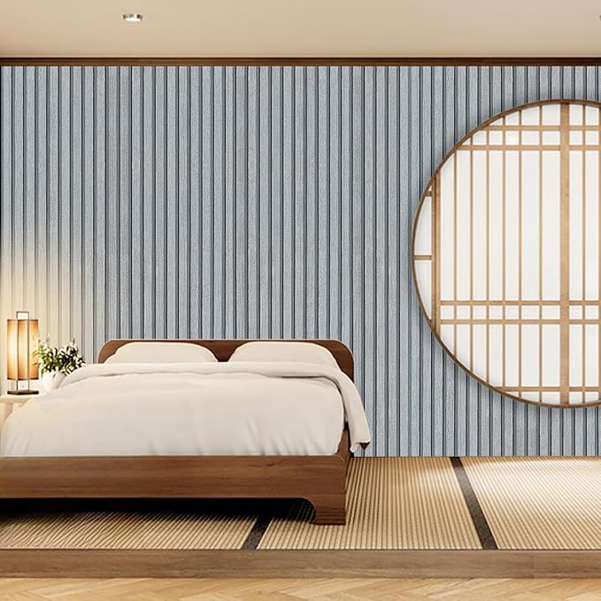 Gray Wood Slat Wallpaper - Peel & Stick Self-Adhesive (17.5" x 200"), Wood Effect Contact Paper for Walls, Easy DIY Wall Covering for Bedroom, Living Room & Feature Walls