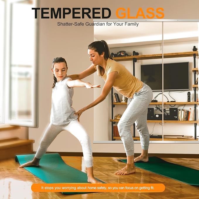 Delma Home Gym Mirror, 54''x28''x2PCS Silver | Large Full Body, Tempered Glass Frameless, Wall-Mounted, For Gym, Yoga, Garage, Bedroom, Bathroom