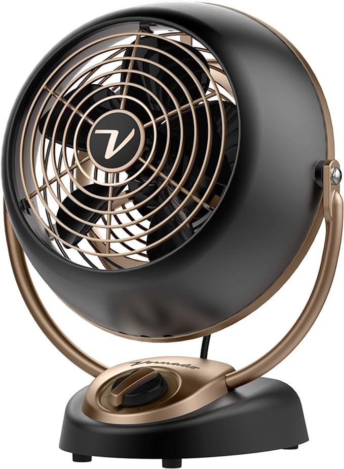 Vornado VFAN™ Petite Alchemy Vintage Air Circulator, 3-Speed, Retro Metal, Desk Fan with Adjustable Tilt Head for Bedroom, Office, Dorm Cooling, 12 in Compact Fan, Gunmetal Finish