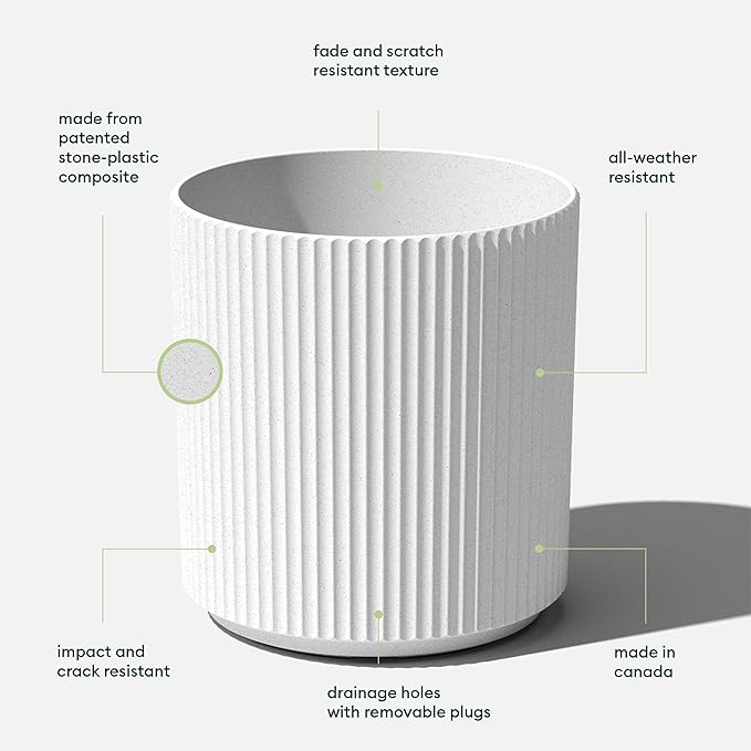 Veradek Demi 20 in. Round White Plastic Planter DMV20W