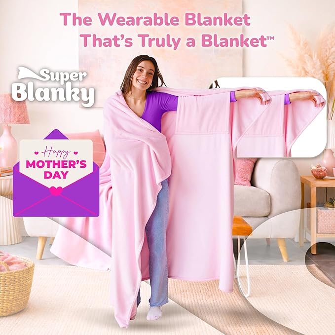 Super Blanky Wearable Blankets for Women, Adult Wearable Blanket Men, Mother's Day Gifts for Her, Wife Birthday Gift Ideas