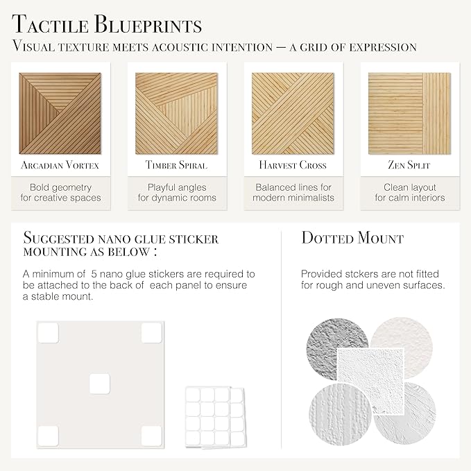 Soon Global Acoustical Wall Panels, 6-Piece 23.62 X 23.62 Inches Art Acoustic Panels, Decorative Acoustic Panels, Acoustic Wall Panels, Sound Absorbing Wall Art, Arcadian Vortex