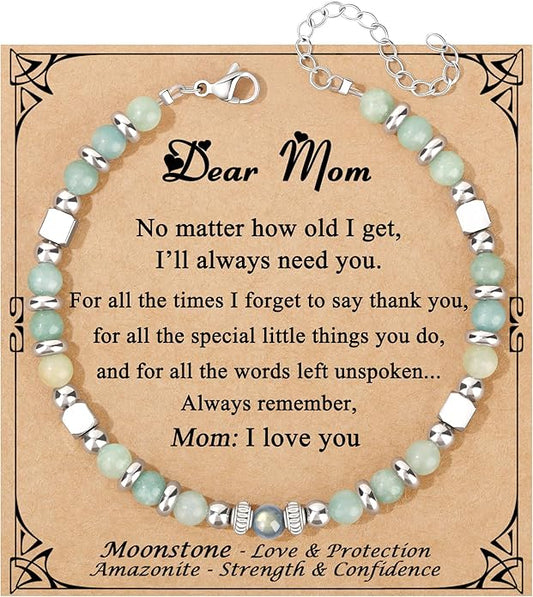 JoycuFF 𝗚𝗶𝗳𝘁𝘀 𝗳𝗼𝗿 𝗪𝗼𝗺𝗲𝗻 𝗠𝗼𝗼𝗻𝘀𝘁𝗼𝗻𝗲 𝗕𝗿𝗮𝗰𝗲𝗹𝗲𝘁 Amazonite Colorful Imperial Jasper Stainless Steel Beads Bracelets, Mothers Day Birthday Christmas Valentines Graduation Gifts