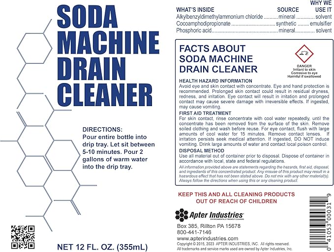 Soda Machine Drain Cleaner - Safe & Non-Corrosive Fountain Drink Machine Line Cleaner for Syrup & Sugar Buildup - Easy Monthly Treatment, No Scrubbing Needed (Pack of 12)