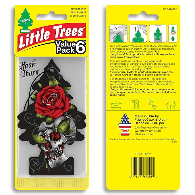 LITTLE TREES Car Air Freshener | Hanging Tree Provides Long Lasting Scent for Auto and Home | 24 Air Fresheners |Rose Thorn
