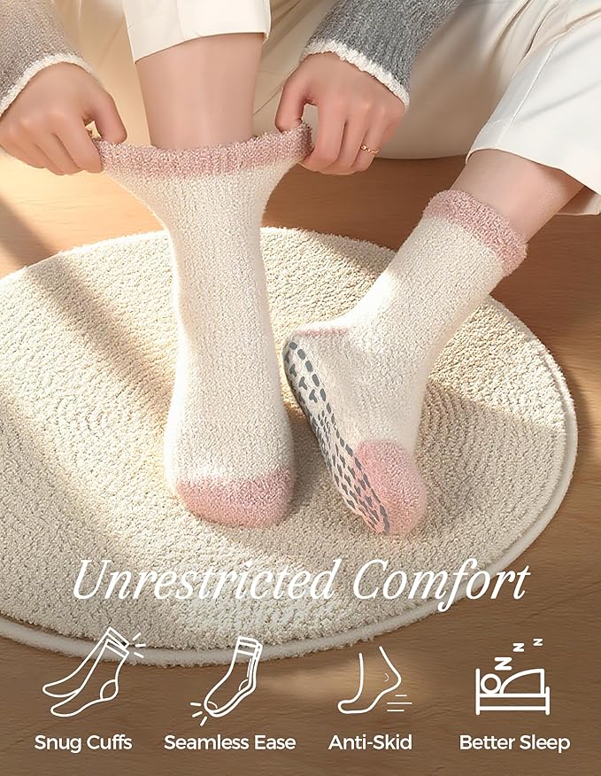 TEHOOK Warm & Cozy Gifts for Women, Fluffy Fuzzy Plush Sleeping Slipper Socks - Soft Warm Fabric