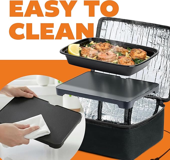 HOTLOGIC Mini Heated Lunch Box- Portable Electric Food Warmer for Men and Women - Great for Work, Office, and Construction - Cook, Reheat, and Eat on the Go - 120V - Black