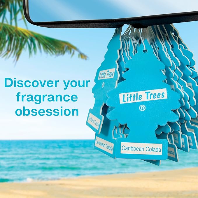 LITTLE TREES Car Air Freshener | Hanging Tree Provides Long Lasting Scent for Auto and Home | 24 Air Fresheners |Caribbean Colada