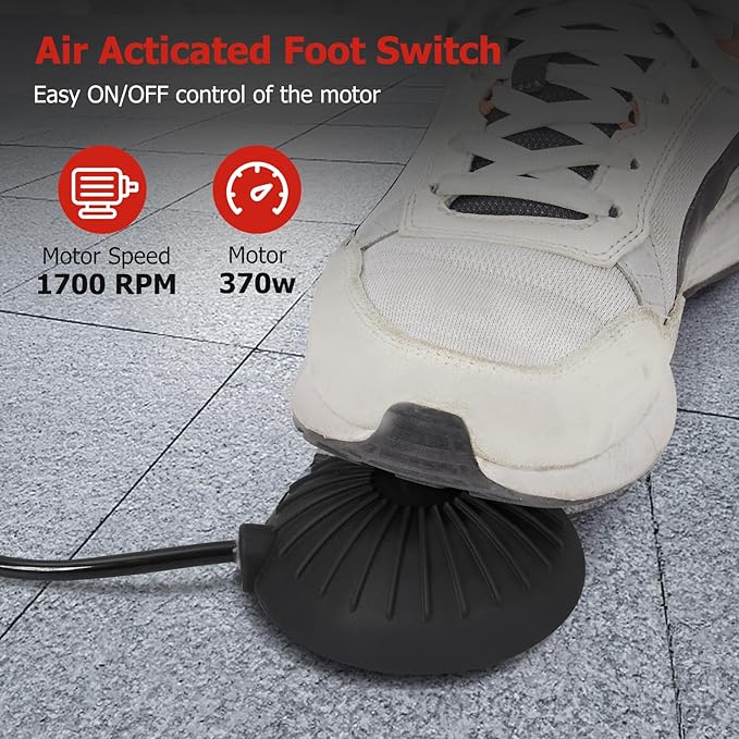 Electric Drain Cleaner Machine, 100FT x 3/8" Cable, 370W Auto-Feed Sewer Snake, 4 Interchangeable Cutter Heads, Air Foot Switch, Portable Auger for 1"-4" Pipes, Home and Commercial Use