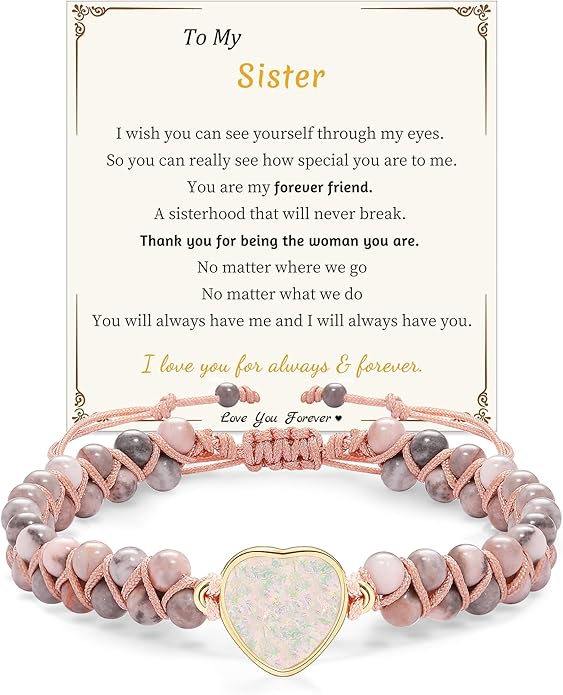 Mothers Day Gifts for Daughter Granddaughter, To My Mom Grandma Wife Girlfriend Sister Jasper Heart Bracelets Birthday Anniversary Christmas Stocking Stuffers Valentines Day Jewelry