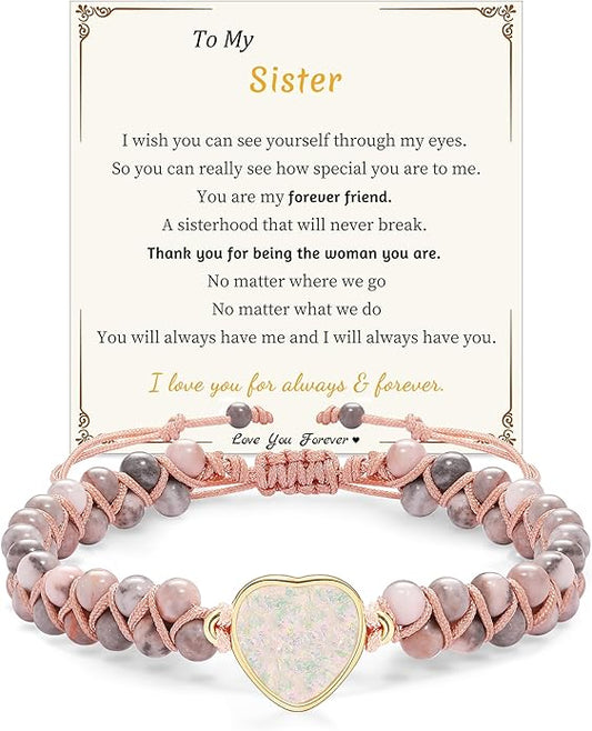 Mothers Day Gifts for Daughter Granddaughter, To My Mom Grandma Wife Girlfriend Sister Jasper Heart Bracelets Birthday Anniversary Christmas Stocking Stuffers Valentines Day Jewelry