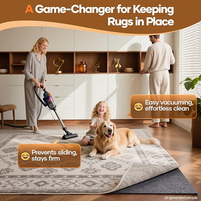 Veken Non Slip Cushioned Rug Pad Gripper 2 x 4 Ft, Felt and Silicone Backing, 1/8 inch Thick, Carpet Liner Protector Mat for Area Rugs and Hardwood Floors, Keep Rugs Safe and in Place