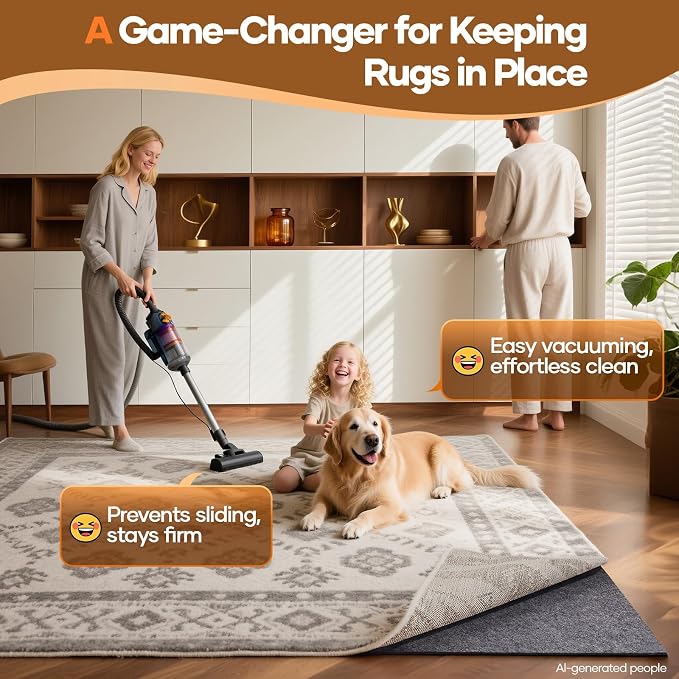 Veken Non Slip Cushioned Rug Pad Gripper 2 x 3 Ft, Felt and Silicone Backing, 1/4 inch Thick, Carpet Liner Protector Mat for Area Rugs and Hardwood Floors, Keep Rugs Safe and in Place