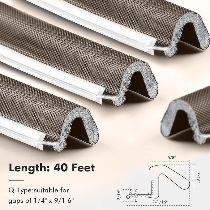 BBTO Weather Stripping Door Seal Exterior Weather Strip for Window V-Shaped Foam Kerf Garage Door Gap Blocker Soundproof Home Improvement Easy to Install(40 Feet,Brown)