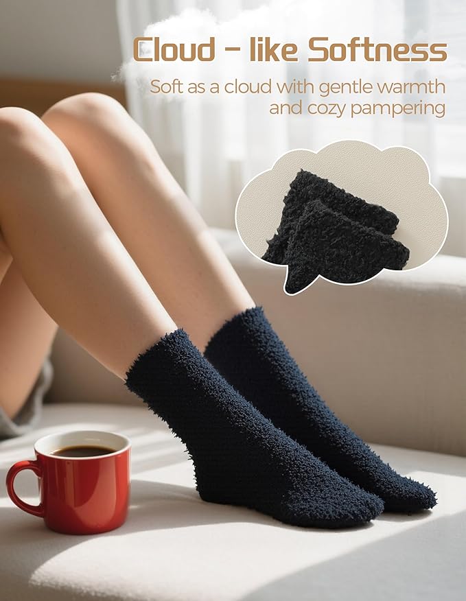 TEHOOK Warm & Cozy Gifts for Women, Fluffy Fuzzy Plush Sleeping Slipper Socks - Soft Warm Fabric
