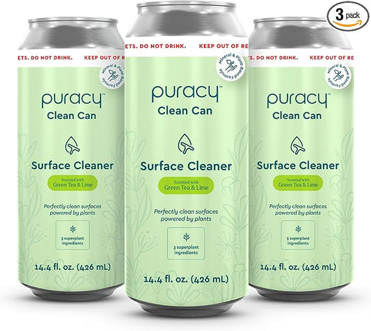 Puracy Multi-Surface Cleaner Clean Can - Plant-Powered Everyday Surface Cleaner - Natural All Purpose Cleaning Solution As Seen on TikTok (Green Tea & Lime, 3 Pack Refill)